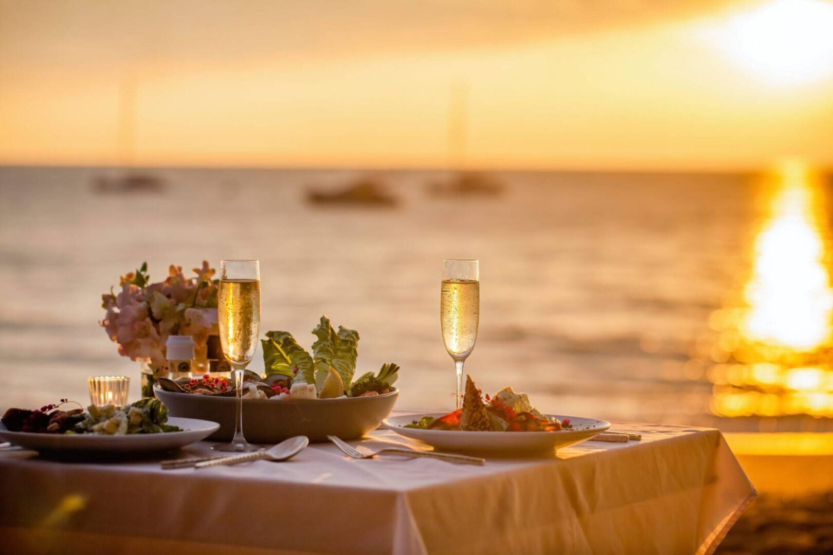 A table with food and wine on it